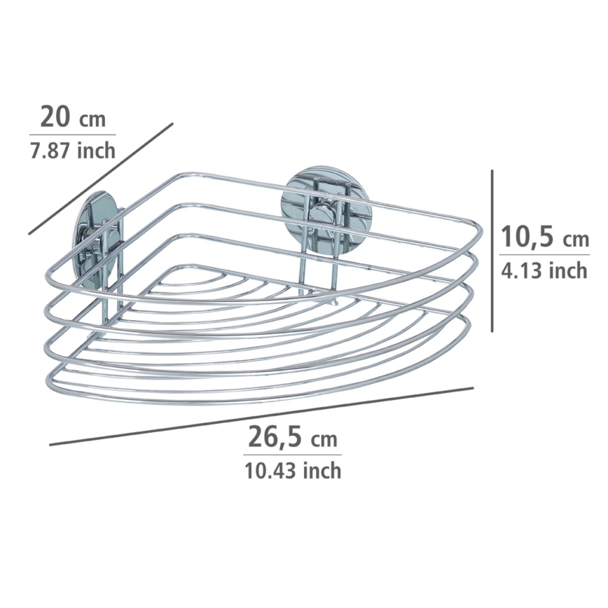 WENKO 18913100 - TURBO-LOC pyöreä teräshylly, 26,5 x 20 cm, kiiltävä kromi
