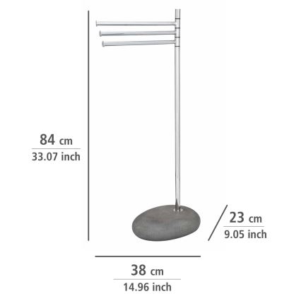 WENKO 19493100 - Pyyheteline PEBBLE STONE 38x84 cm kiiltävä kromi/harmaa