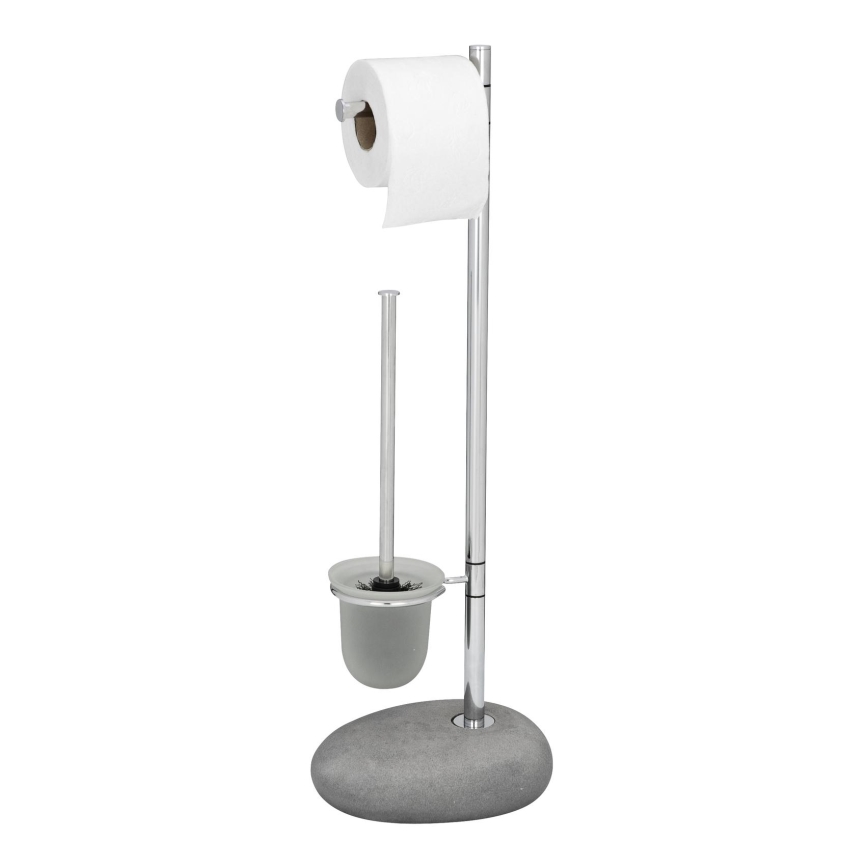 WENKO 19494100 - WC-harja PEBBLE STONE 23,5x70 cm kiiltävä kromi/harmaa/satiini