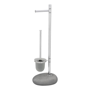 WENKO 19494100 - WC-harja PEBBLE STONE 23,5x70 cm kiiltävä kromi/harmaa/satiini