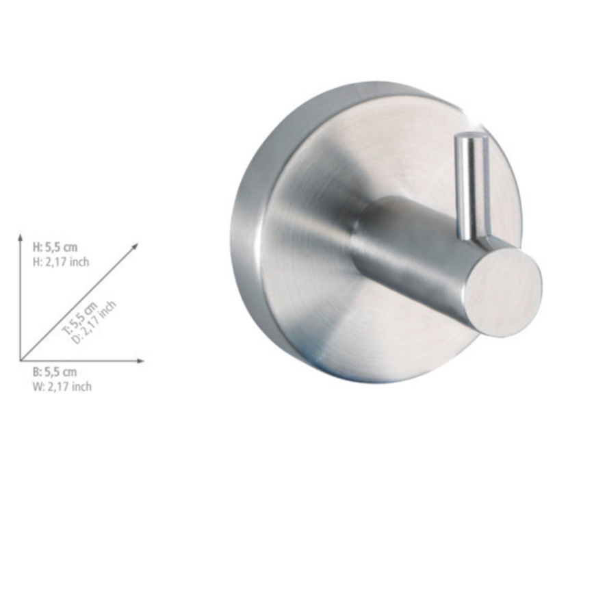 WENKO 19621100 - Koukku BOSIO MATT 5,5x5,5 cm ruostumaton teräs/hopeanvärinen