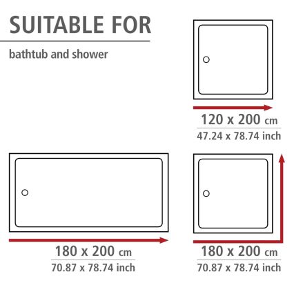 WENKO 20044100 - Suihkiverho 180 x 200 cm harmaa