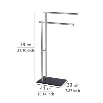 WENKO 20390100 - Pyyheteline LIMA 41x79 cm ruostumaton teräs/satiini/musta