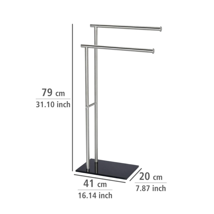 WENKO 20390100 - Pyyheteline LIMA 41x79 cm ruostumaton teräs/satiini/musta