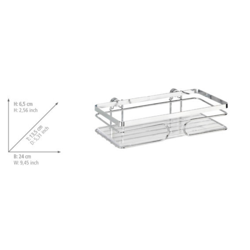 WENKO 20409100-Hylly PREMIUM RUOSTUMATON TERÄS 24x13,5 cm ruostumaton teräs/hopea