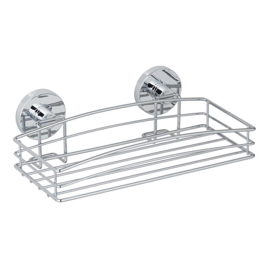 WENKO 20883100 - VACUUM-LOC pyöreä teräshylly 26 x 15,3 cm, kiiltävä kromi