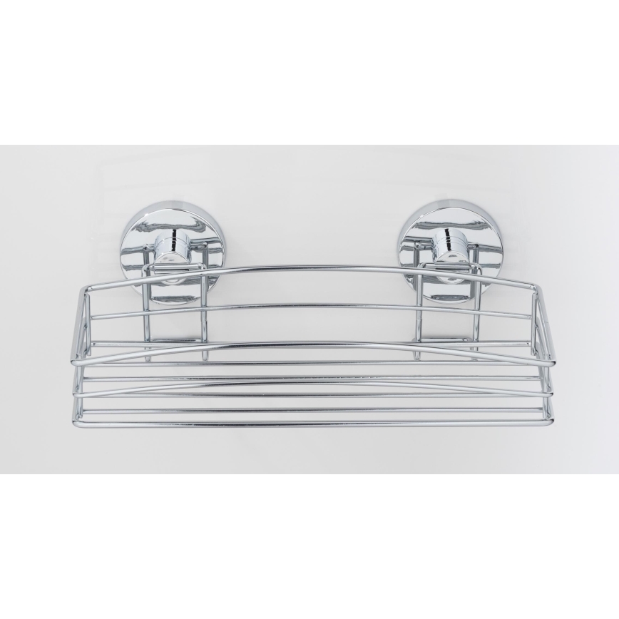 WENKO 20883100 - VACUUM-LOC pyöreä teräshylly 26 x 15,3 cm, kiiltävä kromi