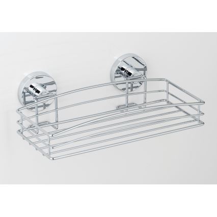 WENKO 20883100 - VACUUM-LOC pyöreä teräshylly 26 x 15,3 cm, kiiltävä kromi