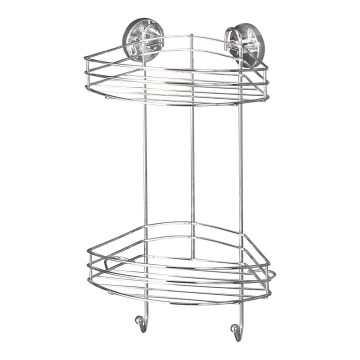WENKO 20885100-kulmahylly VACUUM-LOC pyöreä teräs 24,5x41 cm kiiltävä kromi
