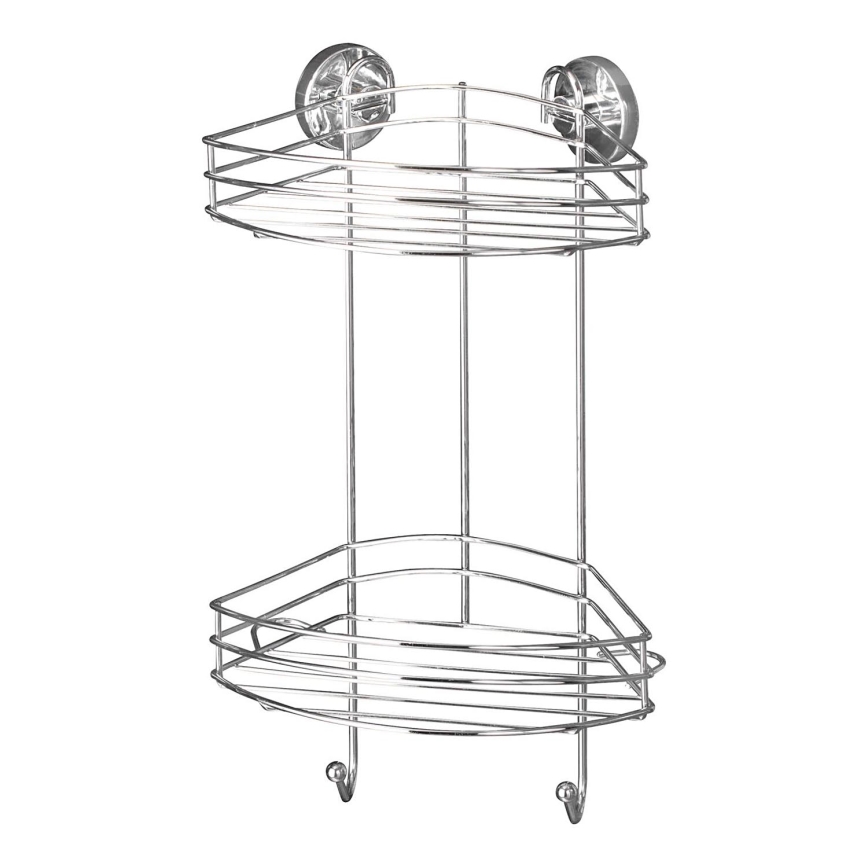 WENKO 20885100-kulmahylly VACUUM-LOC pyöreä teräs 24,5x41 cm kiiltävä kromi