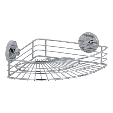 WENKO 20887100 – VACUUM-LOC pyöreä teräshylly 31 x 22,5 cm, kiiltävä kromi