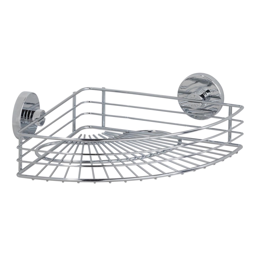 WENKO 20887100 – VACUUM-LOC pyöreä teräshylly 31 x 22,5 cm, kiiltävä kromi