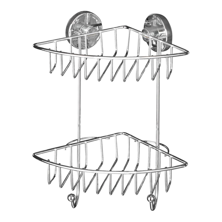 WENKO 20888100-Kulmahylly VACUUM-LOC RUND STAH 22,5x29,5 cm kiiltävä kromi