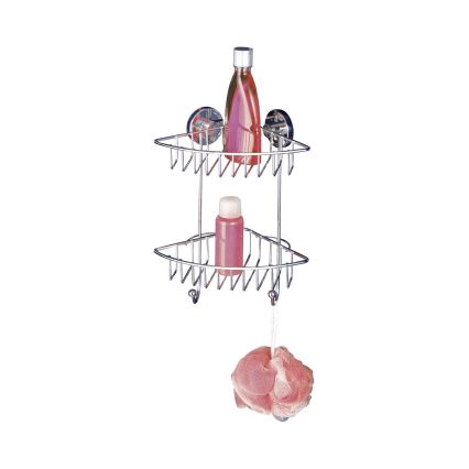 WENKO 20888100-Kulmahylly VACUUM-LOC RUND STAH 22,5x29,5 cm kiiltävä kromi
