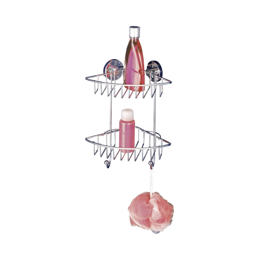 WENKO 20888100-Kulmahylly VACUUM-LOC RUND STAH 22,5x29,5 cm kiiltävä kromi