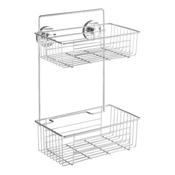 WENKO 20889100-VACUUM-LOC pyöreä teräshylly 26x38 cm kiiltävä kromi