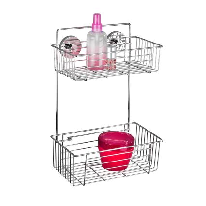 WENKO 20889100-VACUUM-LOC pyöreä teräshylly 26x38 cm kiiltävä kromi