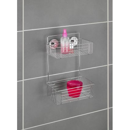 WENKO 20889100-VACUUM-LOC pyöreä teräshylly 26x38 cm kiiltävä kromi