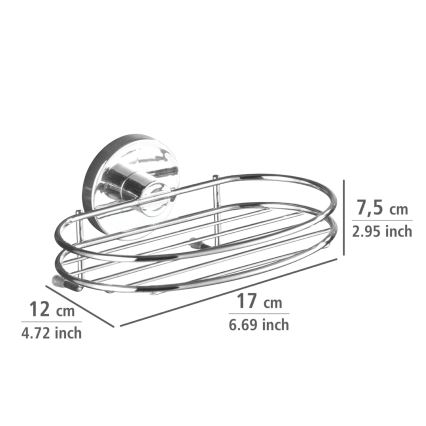 WENKO 20890100-Saippuateline VACUUM-LOC MILAZZO 16,5x12 cm kiiltävä kromi