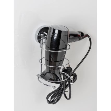 WENKO 20896100-Hiustenkuivaajan pidike VACUUM-LOC MILAZZO 12x17 cm kiiltävä kromi