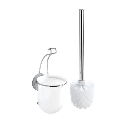 WENKO 20898100-WC-harja VACUUM-LOC MILAZZO 10x34 cm ruostumaton teräs/kiiltävä kromi/valkoinen