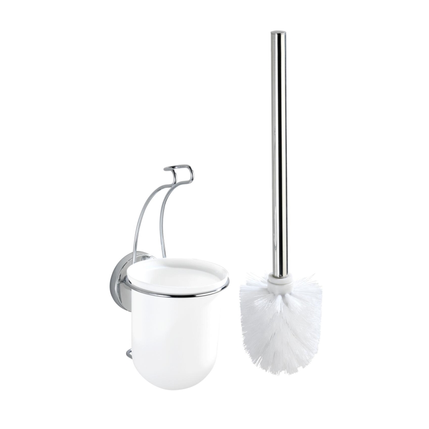 WENKO 20898100-WC-harja VACUUM-LOC MILAZZO 10x34 cm ruostumaton teräs/kiiltävä kromi/valkoinen