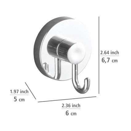 WENKO 20900100-koukku VACUUM-LOC pyöreä teräs 6x6,7 cm kiillotettu kromi