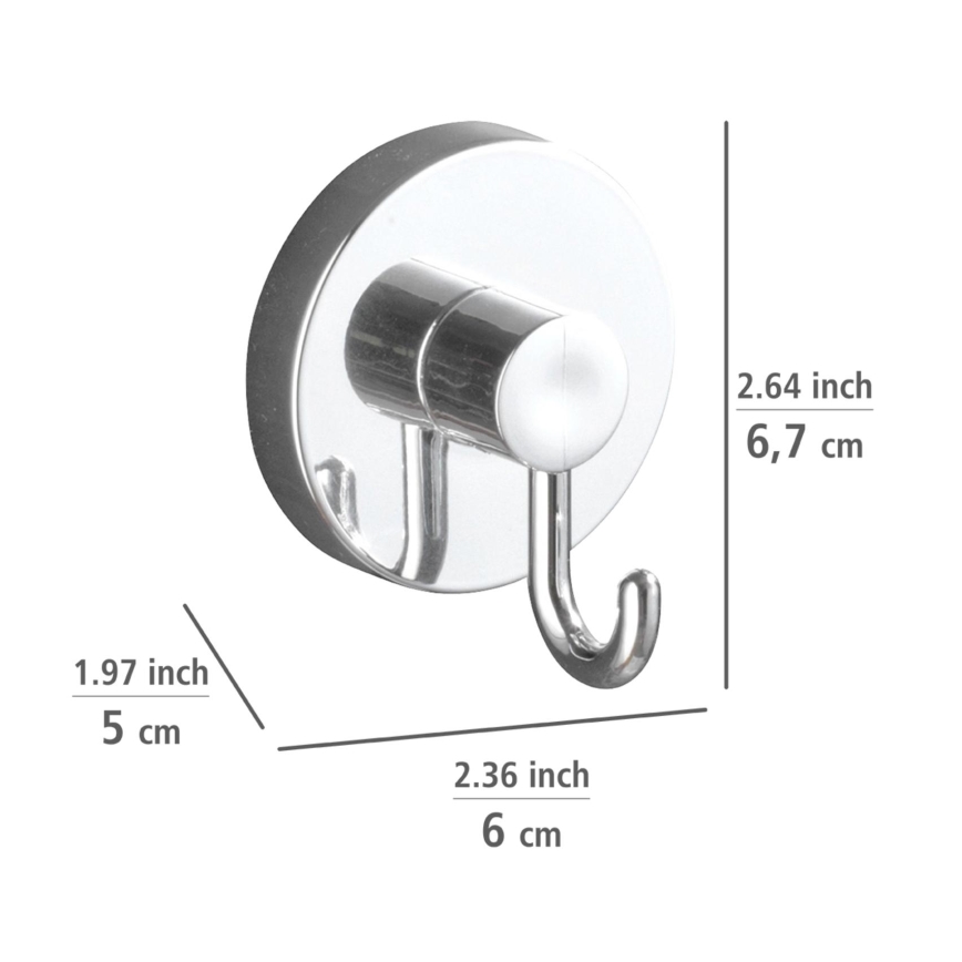 WENKO 20900100-koukku VACUUM-LOC pyöreä teräs 6x6,7 cm kiillotettu kromi