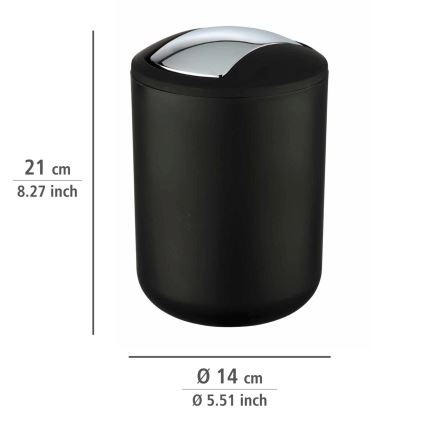 WENKO 21211100 - Roskakori BRASIL 14x21 cm musta/kiiltävä kromi