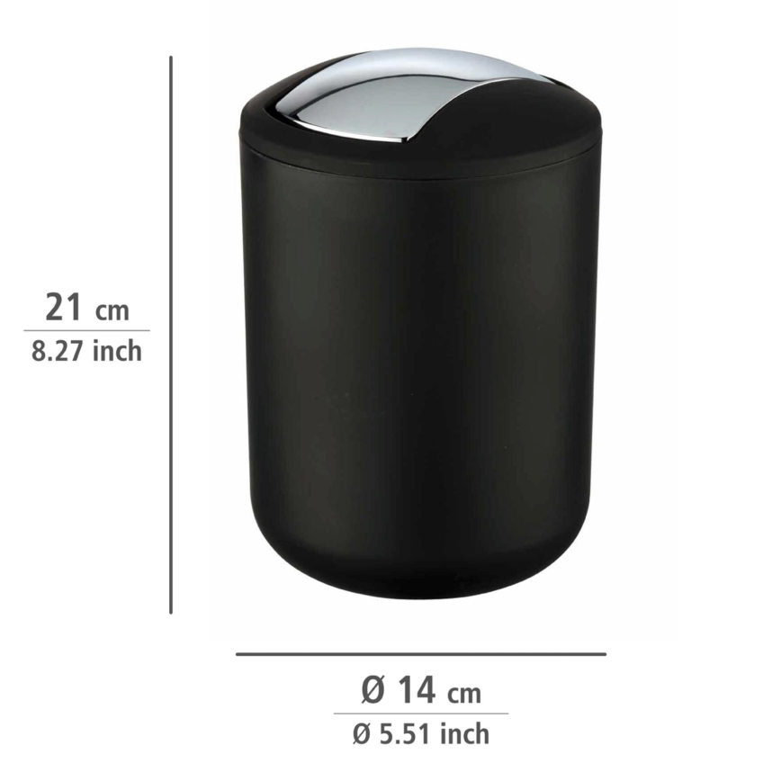 WENKO 21211100 - Roskakori BRASIL 14x21 cm musta/kiiltävä kromi