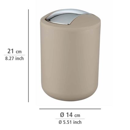 WENKO 21221100 - Roskakori BRASIL 14x21 cm beige/kiiltävä kromi