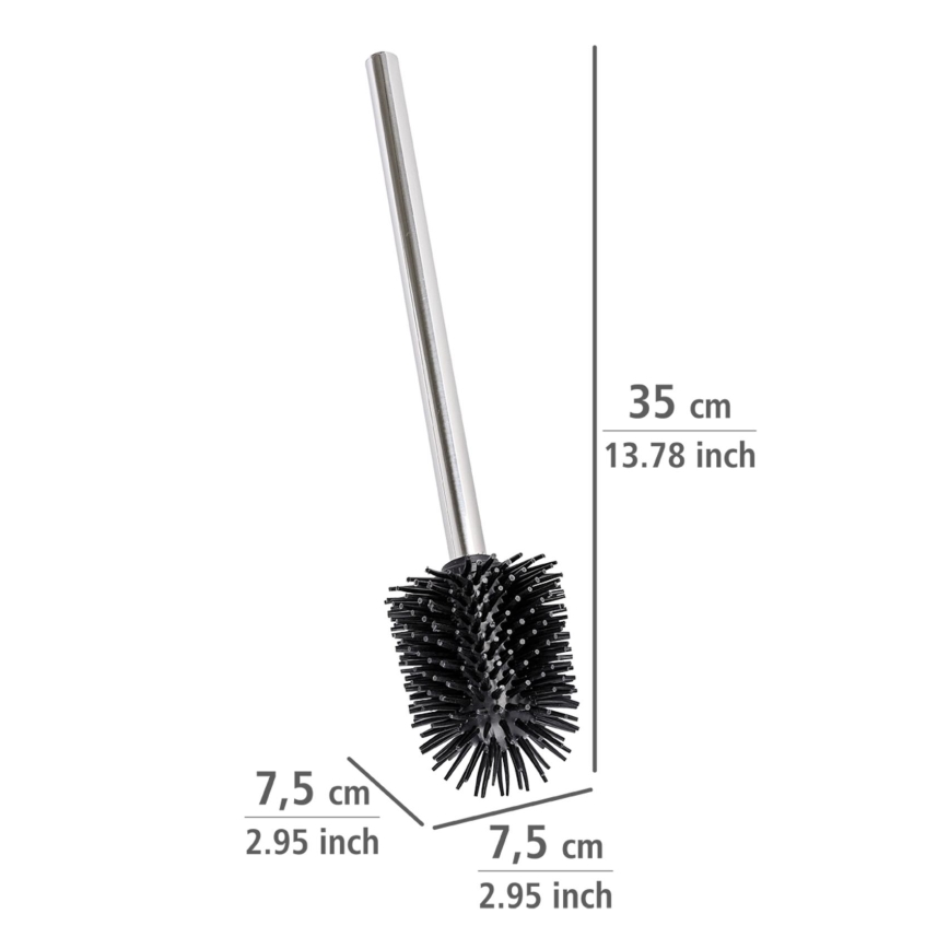 WENKO 21799100 - WC-harja 7,5x35 cm ruostumaton teräs/hopea/musta
