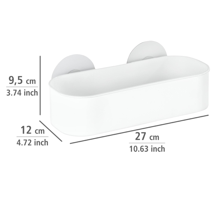 WENKO 21824100-OSIMO muovihylly 27x12 cm valkoinen/läpinäkyvä