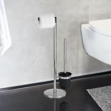 WENKO 21836800 - WC-harja PARUS 25,5 x 57 cm ruostumaton teräs/hopea/musta
