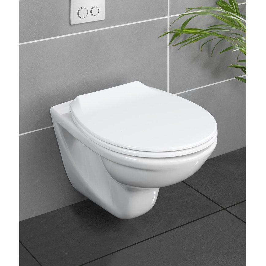 WENKO 21901100-WC-istuin KOS 44x37 cm valkoinen/hopea