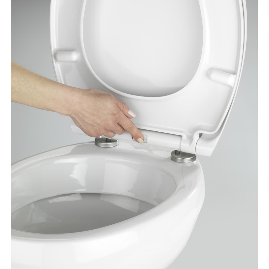 WENKO 21903100-WC-istuin SAMOS 44,5x37,5 cm valkoinen/hopea