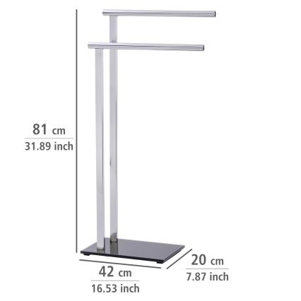 WENKO 22090100 - Pyyheteline LAVA 42x81 cm ruostumaton teräs/hopea/musta