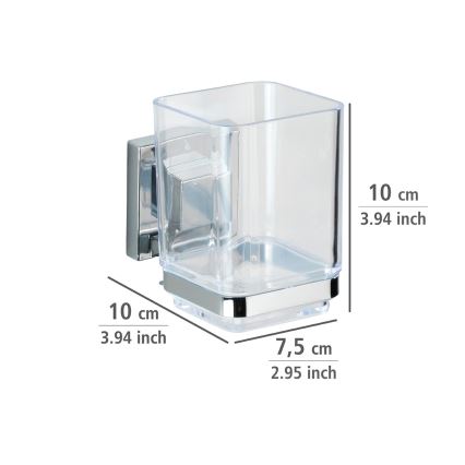WENKO 22680100 -Kuppi VACUUM-LOC QUADRO ED 7,5x10 cm hopea/kiiltävä kromi/läpinäkyvä