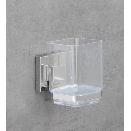 WENKO 22680100 -Kuppi VACUUM-LOC QUADRO ED 7,5x10 cm hopea/kiiltävä kromi/läpinäkyvä