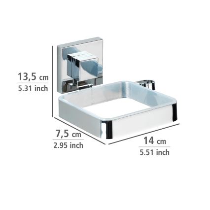 WENKO 22682100 -Hiustenkuivaajan pidike VACUUM-LOC QUADRO ED 13,5x14 cm hopea/kromi