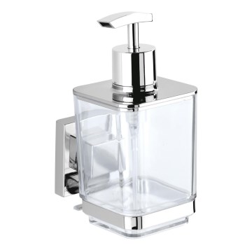 WENKO 22683100-saippuapumppu VACUUM-LOC QUADRO ED 7,5x16 cm hopea/kiiltävä kromi