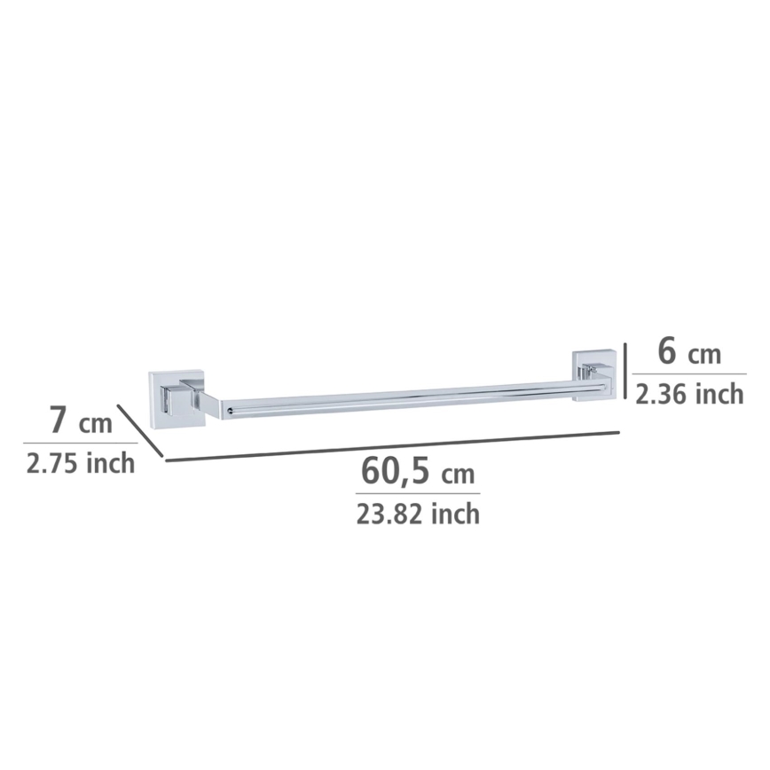WENKO 22684100-Pyyheteline VACUUM-LOC QUADRO ED 60,5x6 cm hopea/kiiltävä kromi