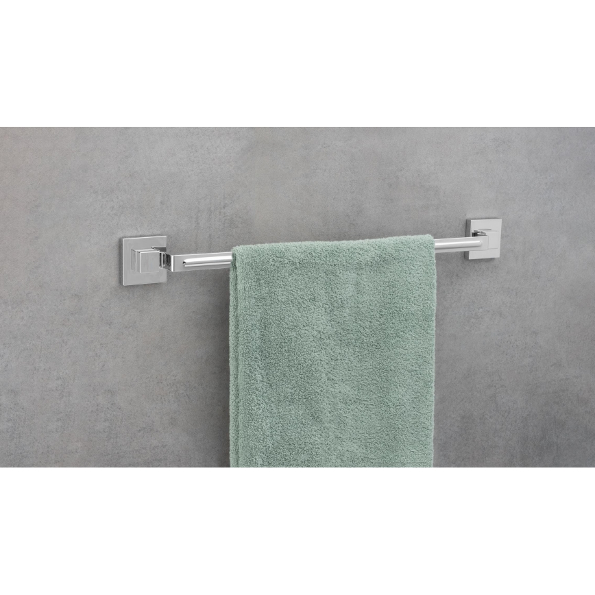 WENKO 22684100-Pyyheteline VACUUM-LOC QUADRO ED 60,5x6 cm hopea/kiiltävä kromi