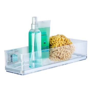 WENKO 22685100-Hylly VACUUM-LOC QUADRO ED 38,5x14,5 cm hopea/kiiltävä. kromi