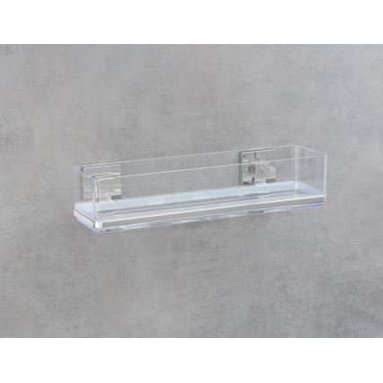 WENKO 22685100-Hylly VACUUM-LOC QUADRO ED 38,5x14,5 cm hopea/kiiltävä. kromi
