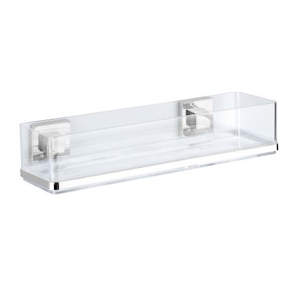 WENKO 22685100-Hylly VACUUM-LOC QUADRO ED 38,5x14,5 cm hopea/kiiltävä. kromi