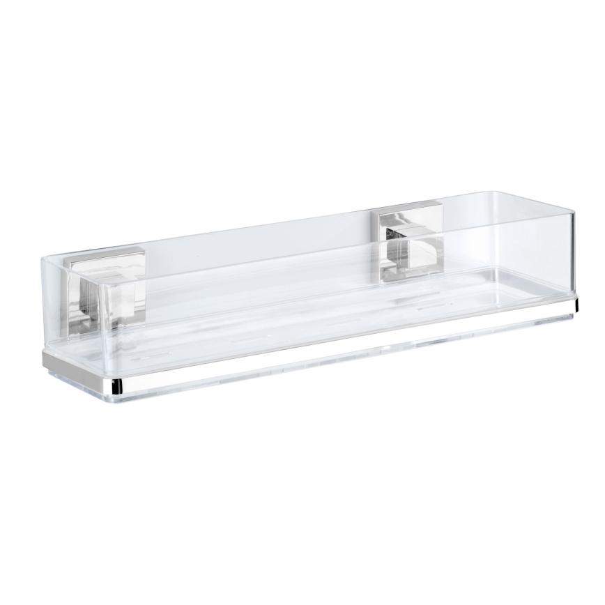WENKO 22685100-Hylly VACUUM-LOC QUADRO ED 38,5x14,5 cm hopea/kiiltävä. kromi