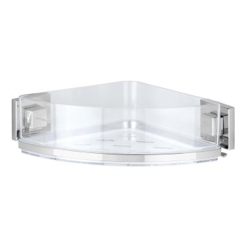 WENKO 22686100-Kulmahylly VACUUM-LOC QUADRO ED 28x19,5 cm hopeanvärinen/läpinäkyvä