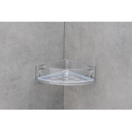 WENKO 22686100-Kulmahylly VACUUM-LOC QUADRO ED 28x19,5 cm hopeanvärinen/läpinäkyvä