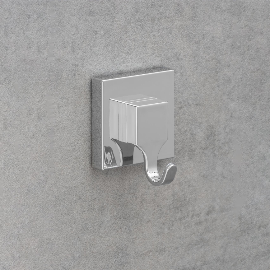 WENKO 22688100 - VACUUM-LOC QUADRO ED koukku 6x7 cm, hopeanvärinen/kiiltävä kromi
